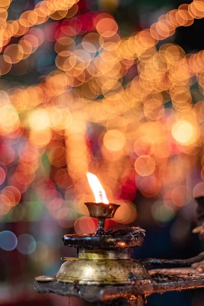 Bougie Diwali Diya Lampes Beurre Avec Bokeh — Photo