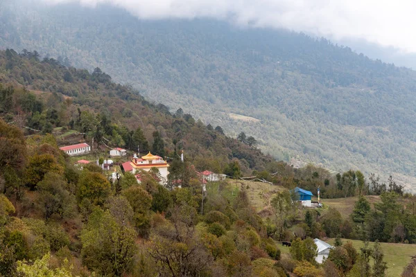 Ormanın Ortasında Bir Budist Manastırının Havadan Görünüşü — Stok fotoğraf