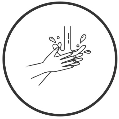 Elini sabun ve su ikonu vektör illüstrasyonuyla yıka