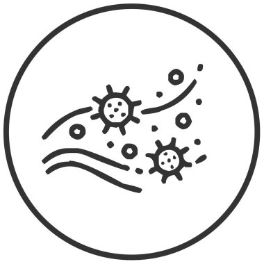 Hava simgesi vektör illüstrasyonunda akan virüs