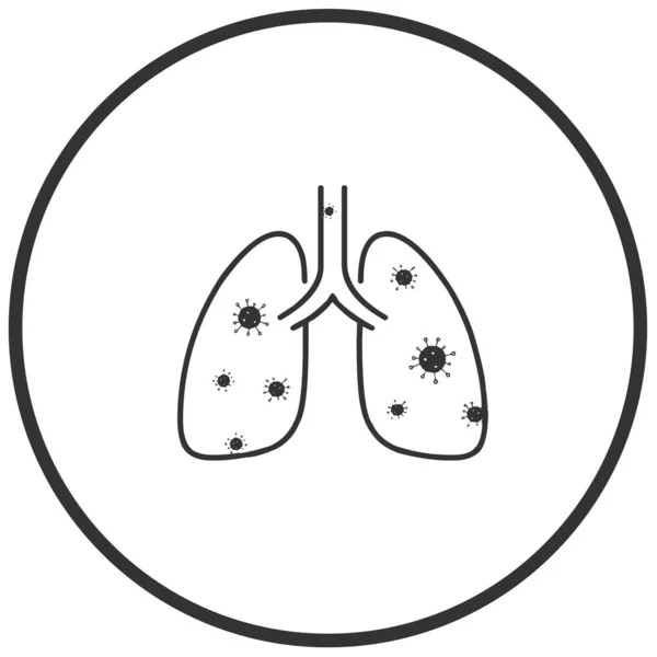 Pulmones Infectados Con Virus Icono Vector Ilustración — Vector de stock