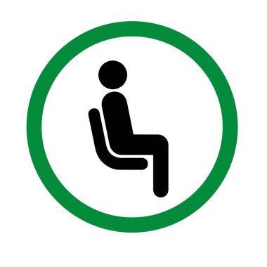 Please Sit Here signage inside green circle vector illustration clipart