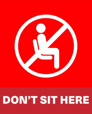 Please Dont Use This Seat or Please Don't Sit Here printable pictogram for public places. clipart