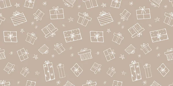 Nahtloses Geschenkmuster Mit Handgefertigten Elementen Ideal Für Urlaubs Oder Geburtstagsgeschenkpapier — Stockvektor