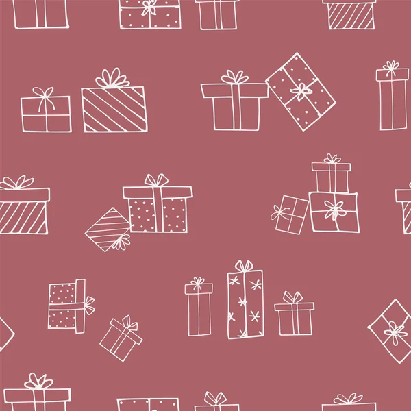 Seamless Gift Pattern Handmade Elements Perfect Holiday Birthday Wrapping Paper — Stock Vector