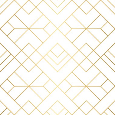 Kesintisiz geometrik kareler desen beyaz zemin üzerine Altın çizgili