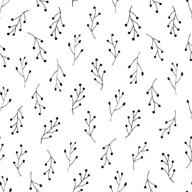 Siyah beyaz botanik seamless modeli