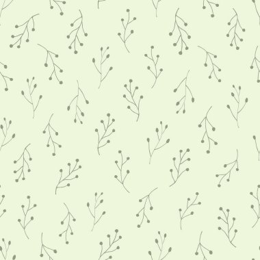 Yumuşak yeşil pastel renklerde Dikişsiz botanik desen.