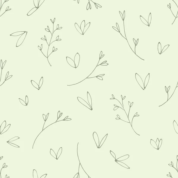 Безшовний Ботанічний Візерунок Яких Зелених Пастельних Тонах — стоковий вектор
