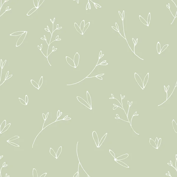 Seamless Botanical Pattern Soft Green Pastel Colors — Stock Vector