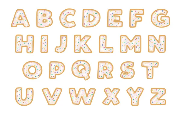 Donut Vector Typografie Met Witte Icing Kleurrijke Hagelslag — Stockvector