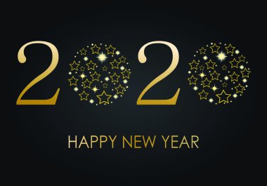Yıldızlarla, siyah ve altınla mutlu yıllar 2020 