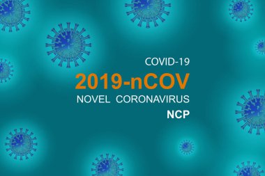  Wuhan yeni solunum koronavirüsü 2019 mavi arka planda izole edildi. 2019 ncov virüsünü durdur. COVkind salgını 2019. Tehlikeli enfeksiyon taşıyıcı illüstrasyonunu önlemek için