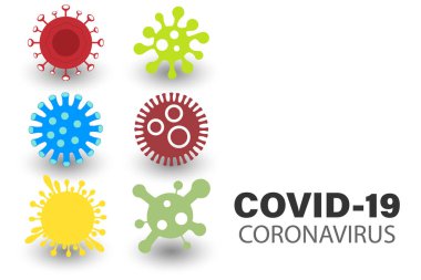  Covid-19 İşaret & Sembol, Coronavirus hastalığı COVID-19, tehlikeli virüs taşıyıcı çizimi.