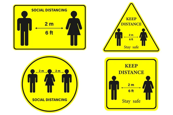 Ikona Společenského Distancování Udržujte Vzdálenost Metry Vyhněte Davu Koronavirová Epidemie — Stockový vektor