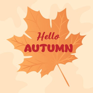 Merhaba sonbahar. Bej arkaplanlı akçaağaç yaprağı. Vektör illüstrasyonu