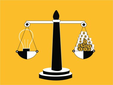 Para yığınları ve denge eşitlikle fikir ampul