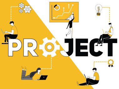 Vektör kelime kavram proje çizimi ve insanlar şeyler yapıyor