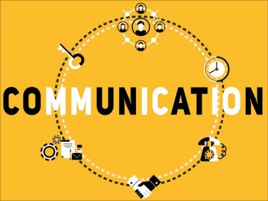 Vektör yaratıcı Word illüstrasyon kavramı iletişim ve simgeler illüstrasyon