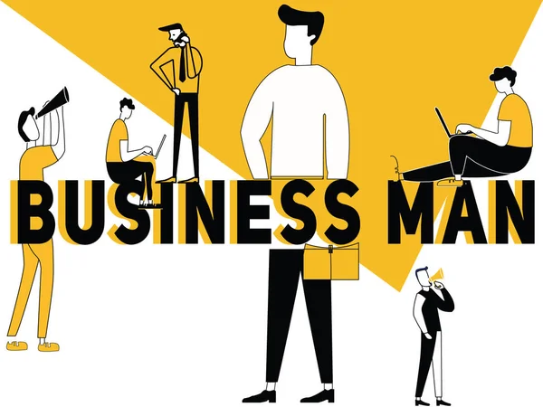 Vector Illustration Creative Word Concept Business Man Multiple Man Doing — Stock Vector