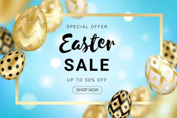 Velikonoční prodej zlaté vejce navrhnout horizontální — Stockový vektor