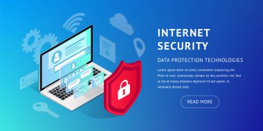 İzometrik Internet güvenlik afiş yatay