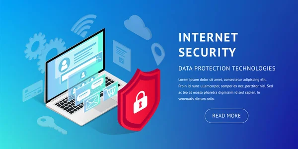 Isometric internet security banner horizontal