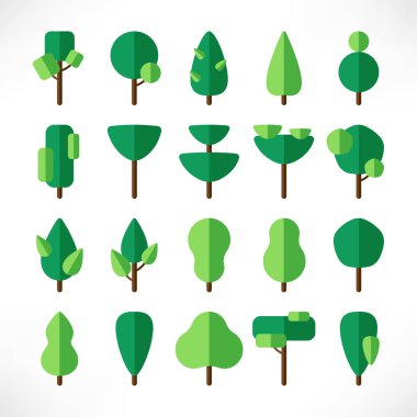 Ağaçlar büyük düz kağıt ayarla