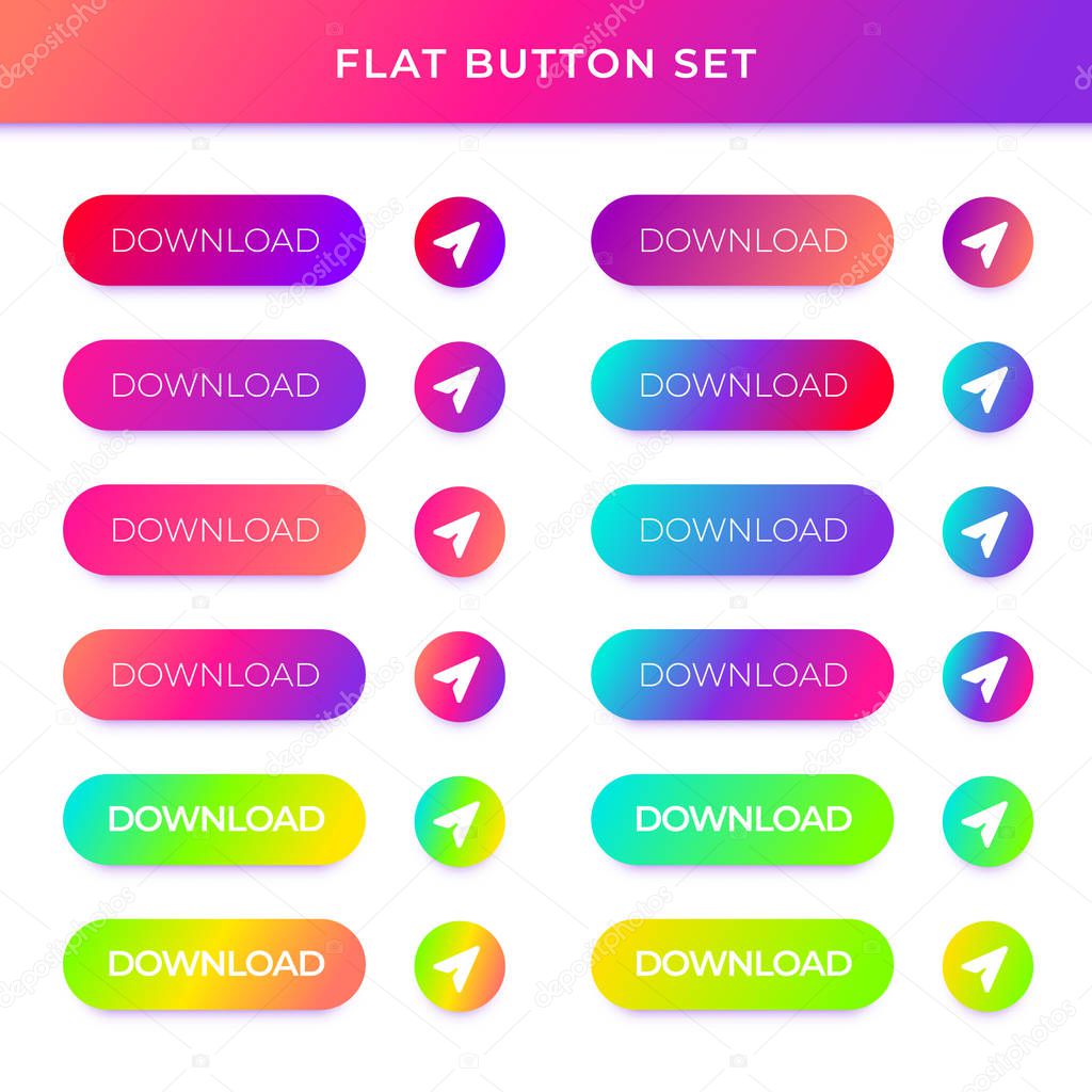 Gradient vector buttons with shadows