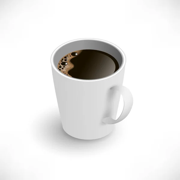 Taza de café negro vista isométrica — Vector de stock