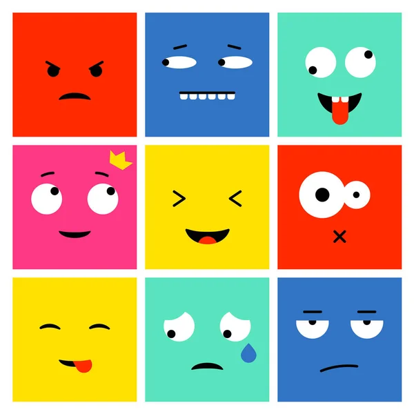 Fyrkantig emoji set — Stock vektor