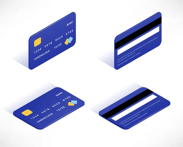 Conjunto de ícones isométricos de cartão de crédito — Vetor de Stock