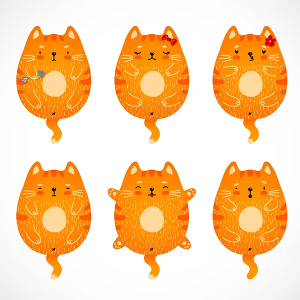 Ensemble de chats rouges doodle — Image vectorielle