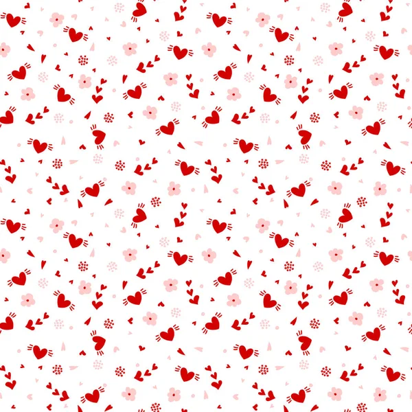 Dibujado a mano corazón patrón sin costura — Vector de stock