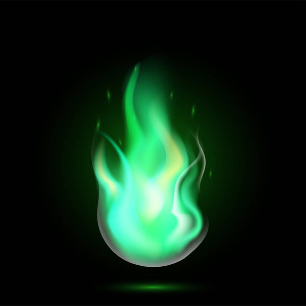 Magic green fireball flame