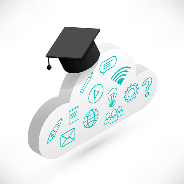 cloud with graduation cap icons