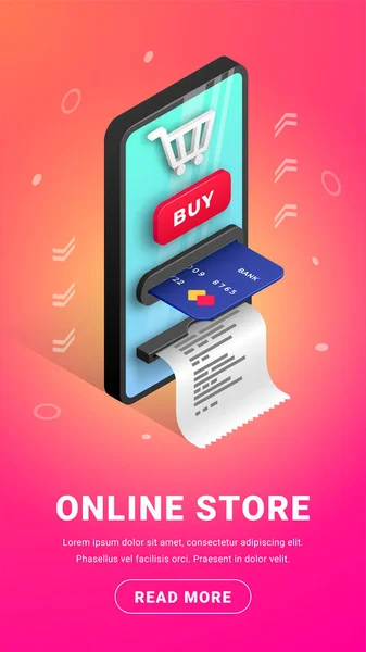 Online butik koncept banner vertikal — Stock vektor