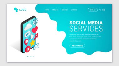 Izometrik sosyal medya hizmetleri iniş