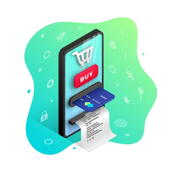 Icone del concetto di shopping online — Vettoriale Stock