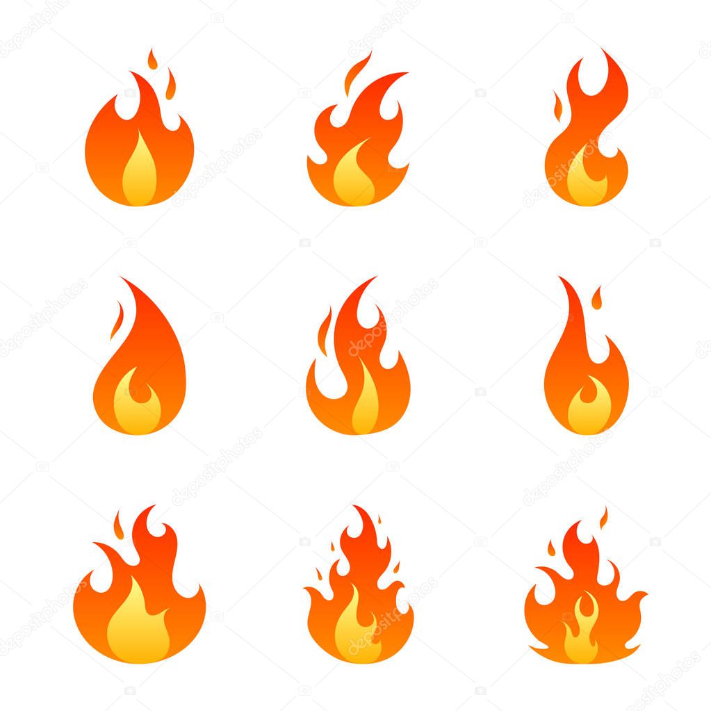 Flat Fire Flames cartoon