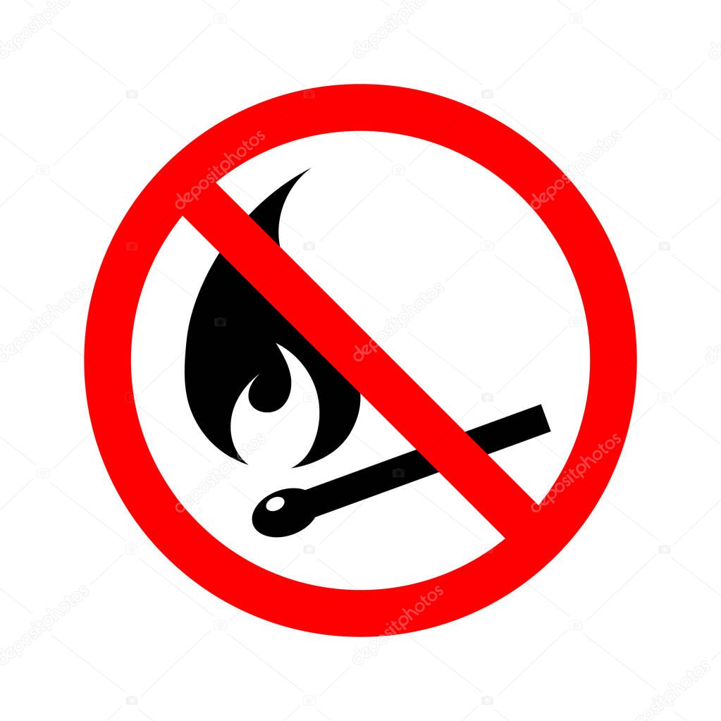 No Fire match Sign icon