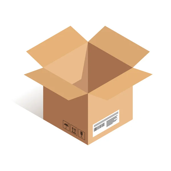 Boîte de livraison ouverte icône isométrique — Image vectorielle