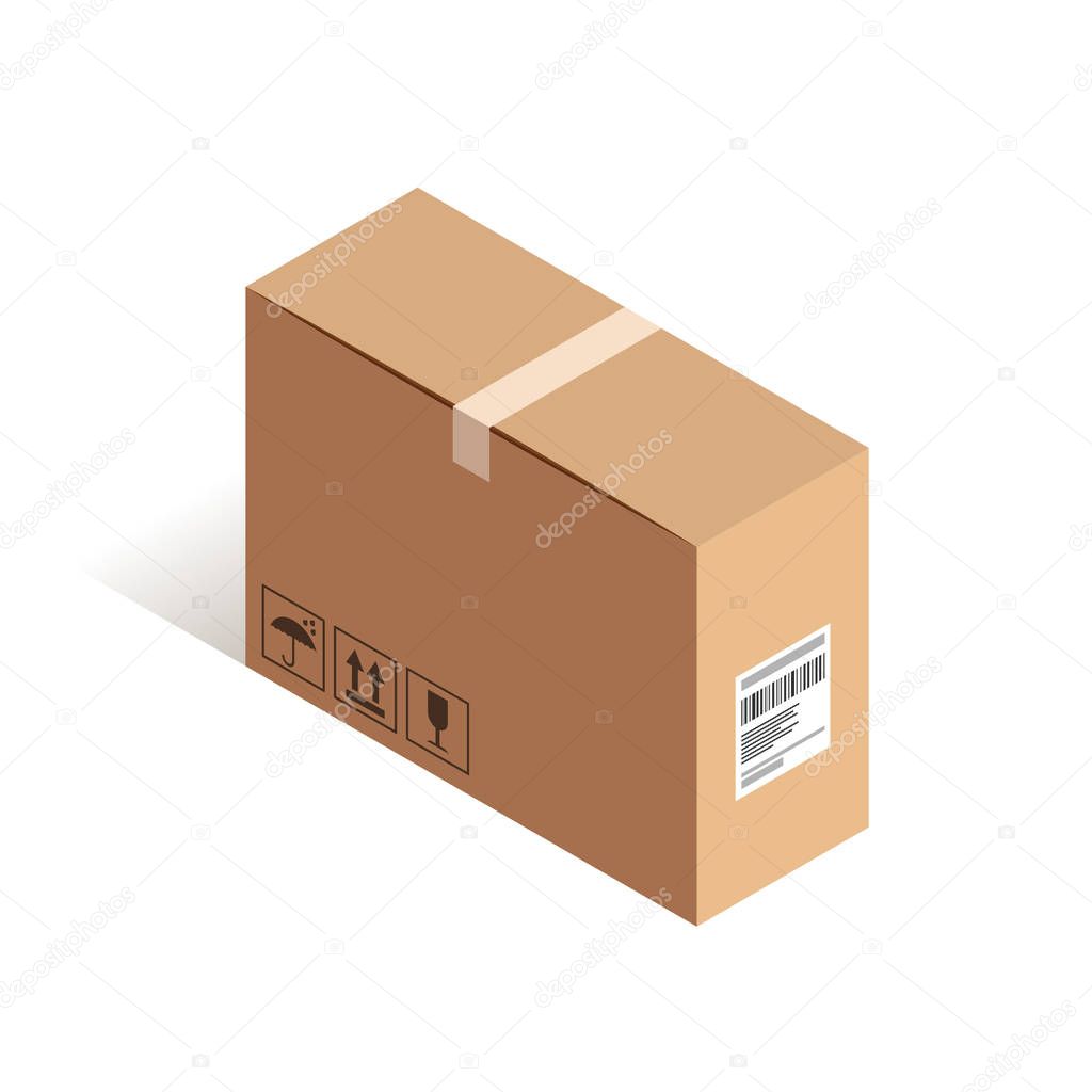 Delivery carton box isometric icon