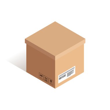 Kapaklı isometrik simgeli karton kutu