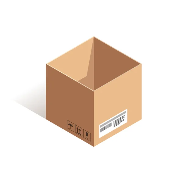 Abrir caja de almacenamiento icono isométrico — Vector de stock