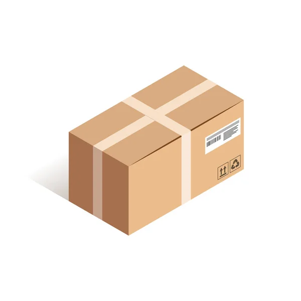 Caja de cartón recibida icono isométrico — Vector de stock