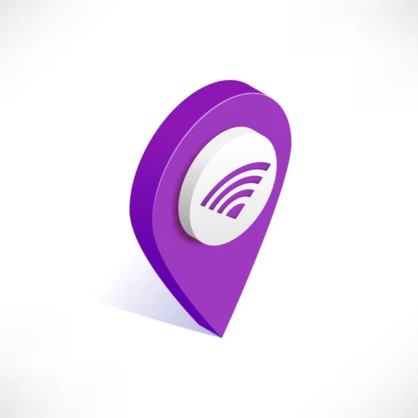 Mapa puntero isométrico pin con icono wifi — Vector de stock