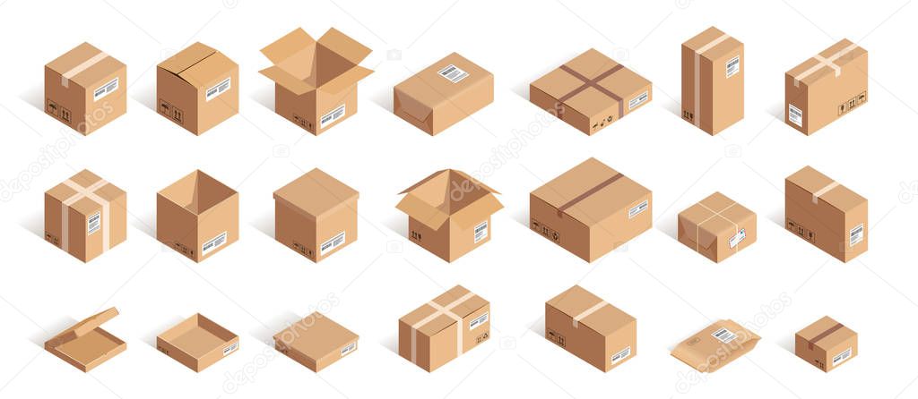 Big isometric delivery carton box set