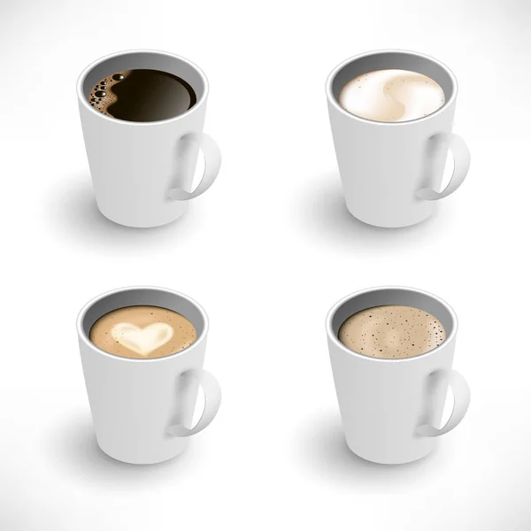 Set de tazas isométricas de surtido de café — Vector de stock