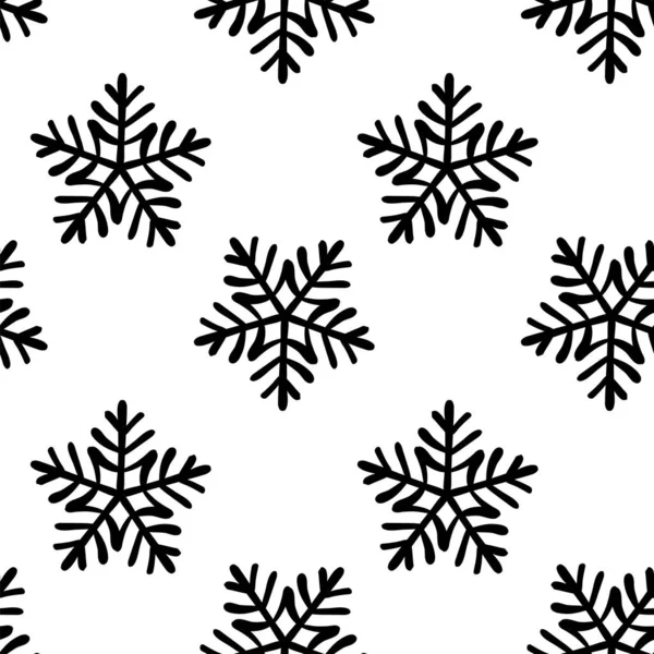 Patrón sin costura con snowlake negro — Archivo Imágenes Vectoriales